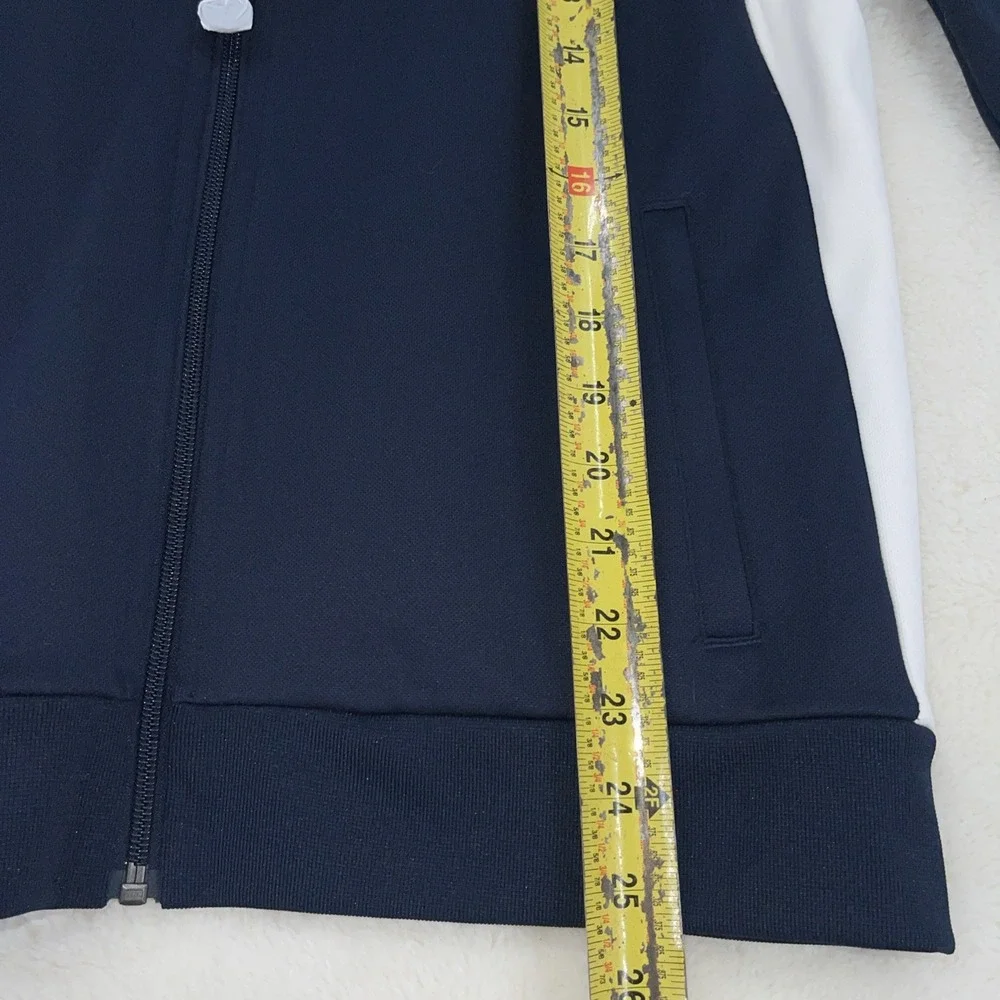 Tory Burch Sport Track Jacket Navy Blue Ivory White ColorBlock XL Full Zip